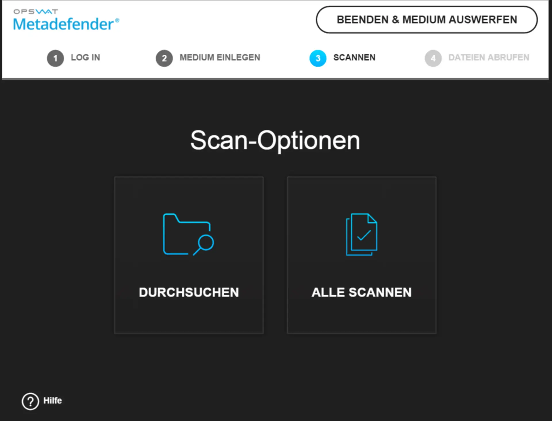 Metadefender Kiosk Datenschleuse Scan-Optionen